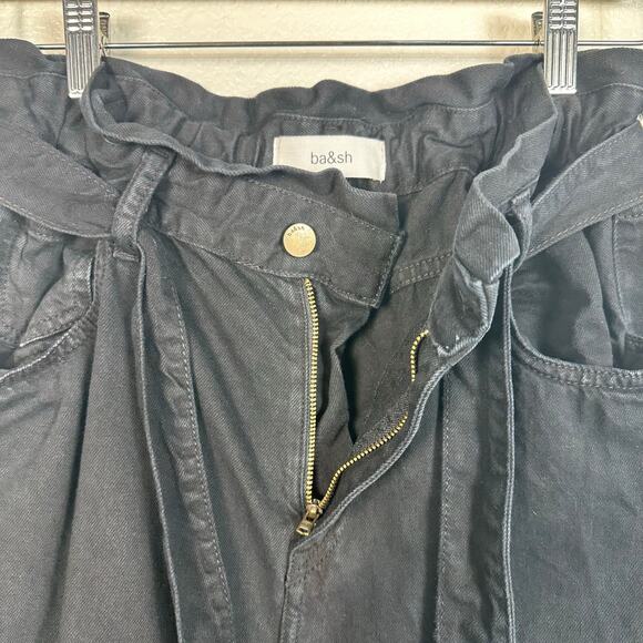 Ba&sh Womens Jalia Cropped High Rise Tapered Leg Jeans in Black Size 3 / US 8 - Picture 10 of 16